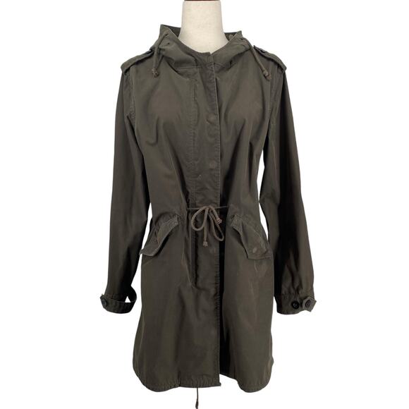 RW Co Longline Duck Canvas Chore Utility Jacket S Green No Lining Drawstring - Picture 1 of 16